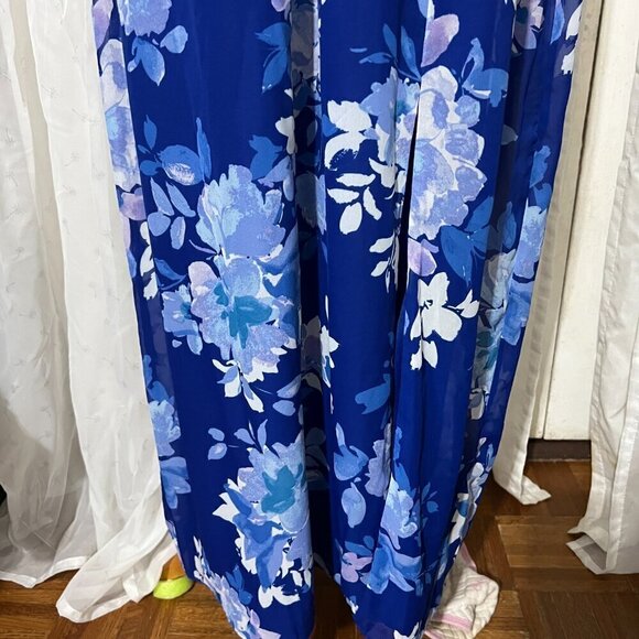 Jessica Howard Plus Size Floral-Print Chiffon Maxi Dress 16W in Blue - Picture 5 of 9